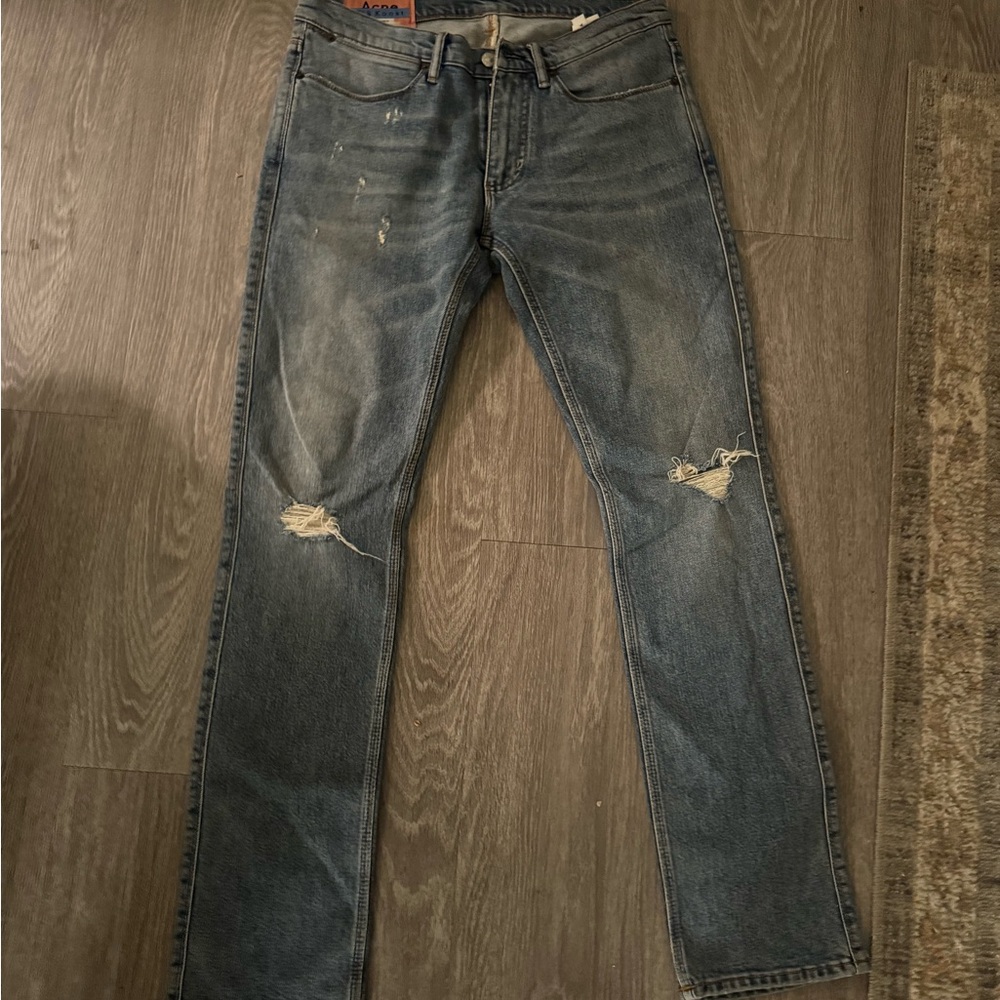 Acne studios Men's Distressed Blue Jeans